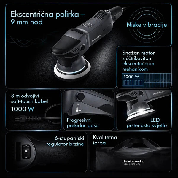 chemicalworkz eccentric polisher DA9 Pro Max – 9 mm