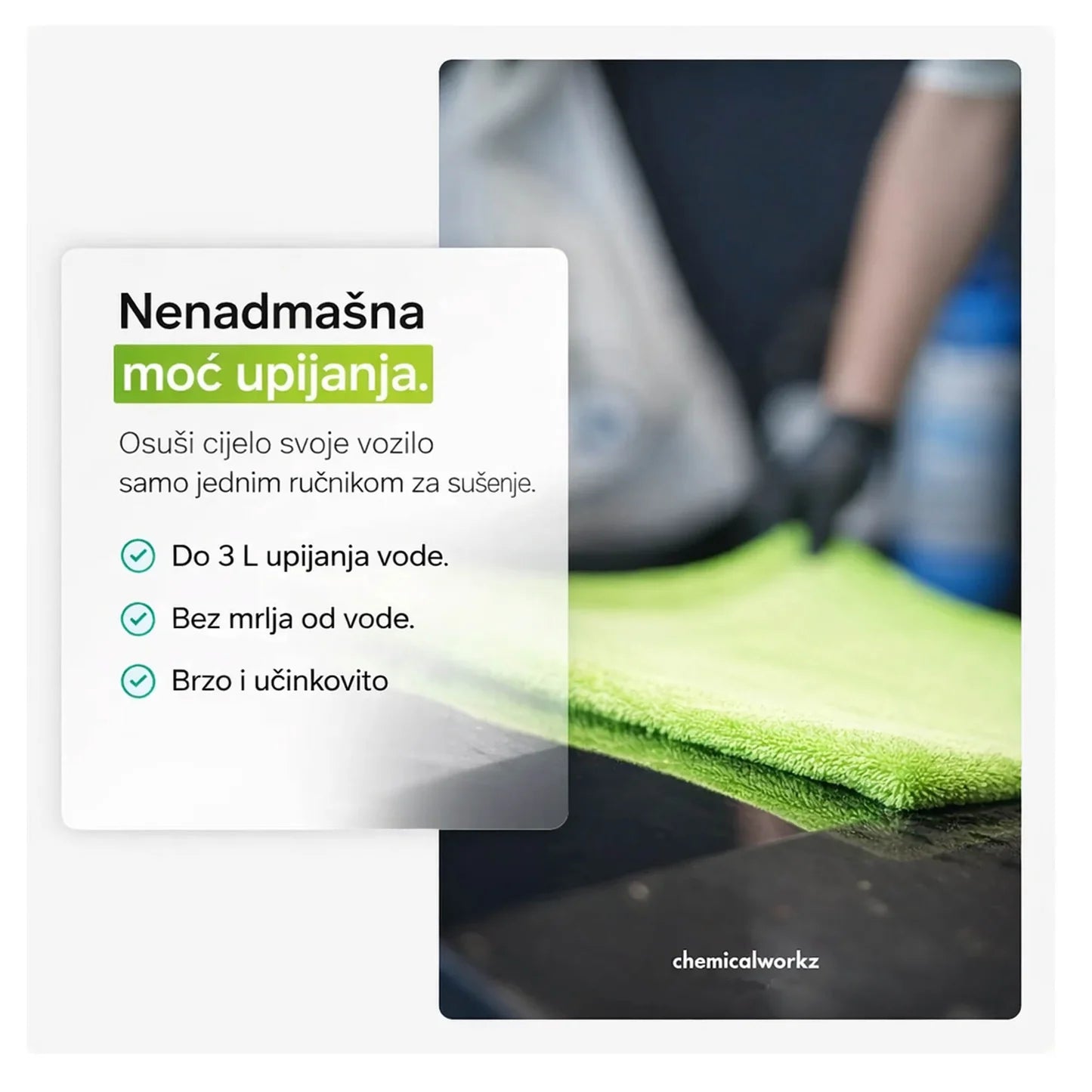 chemicalworkz Drying Towel Shark 40×40 cm – 1400 GSM