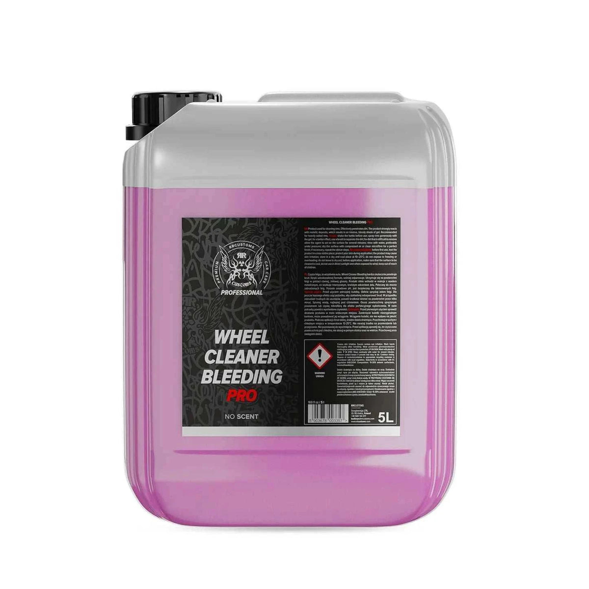 Čistač felgi Bad Boys u prozirnom plastičnom kanistru od 5 L s ružičastom tekućinom i crnom etiketom