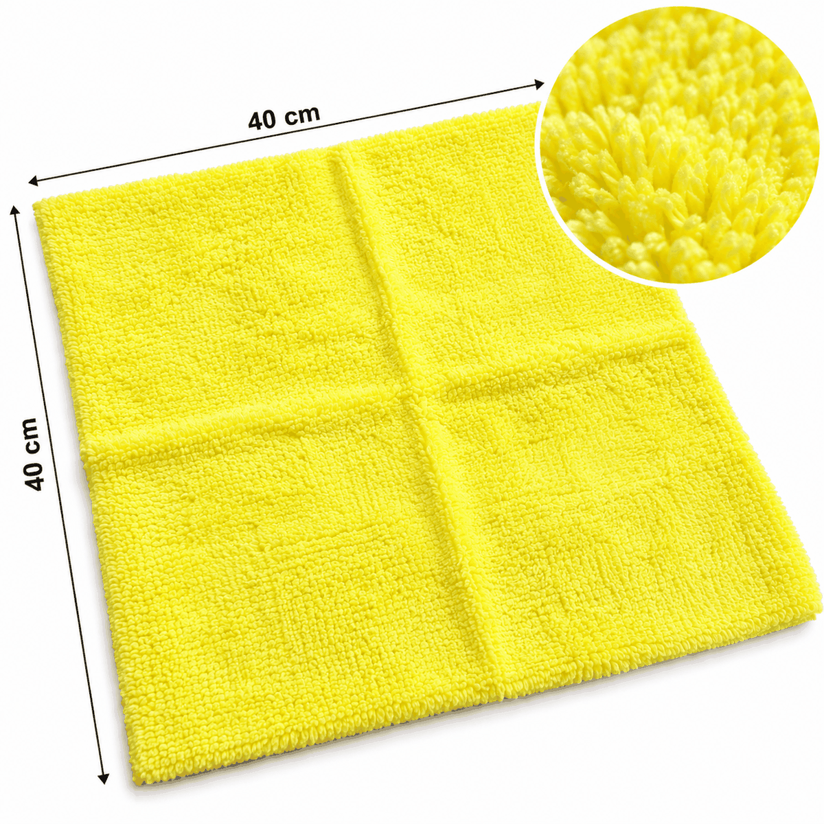 DTS TOOLS Dual Towel žuta je mikrovlaknena krpa dimenzija 40 × 40 cm s mekanom teksturom i dvostrukim vlaknima.